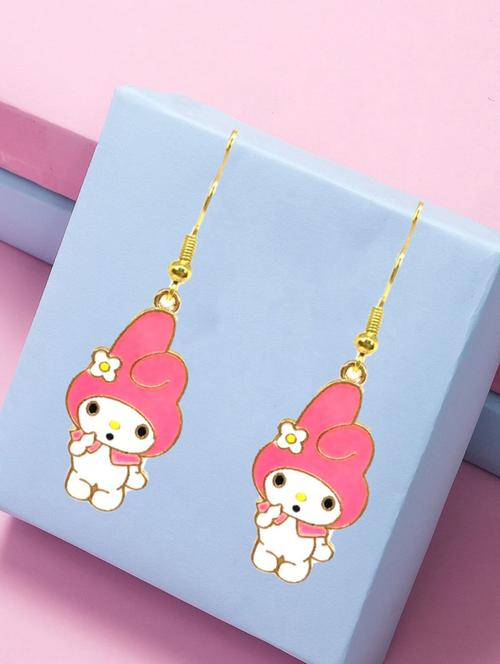 pink metal drop earring - 19299367 - Very Small Image - 1