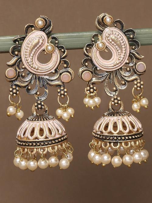 gold plated jhumka - 19299411 - Very Small Image - 1