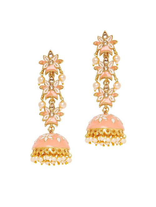 pink metal jhumka earring - 19299418 - Very Small Image - 1