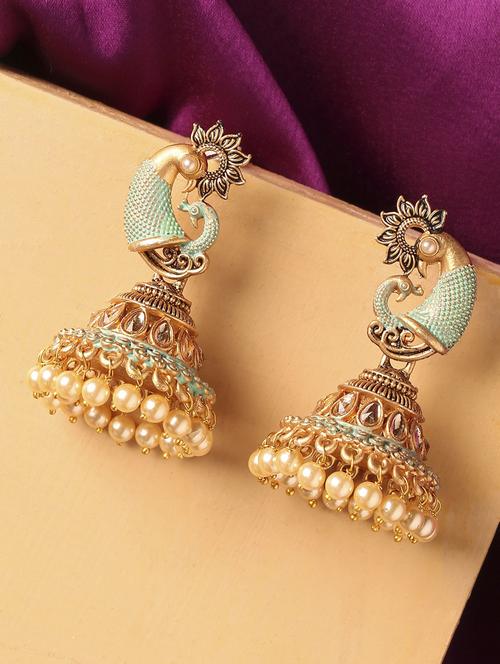 gold plated jhumka earring - 19299447 - Very Small Image - 1