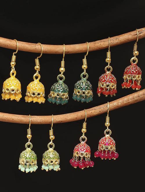 multi colored metal jhumka earring - 19299457 - Very Small Image - 1