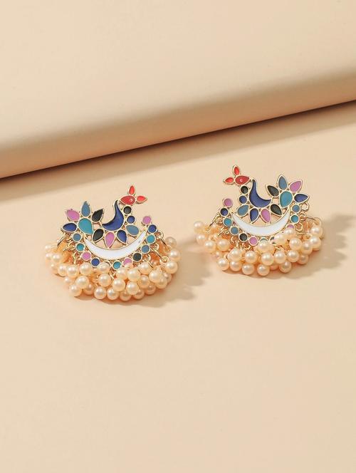 multi colored metal pearl drop earring - 19299532 - Very Small Image - 1