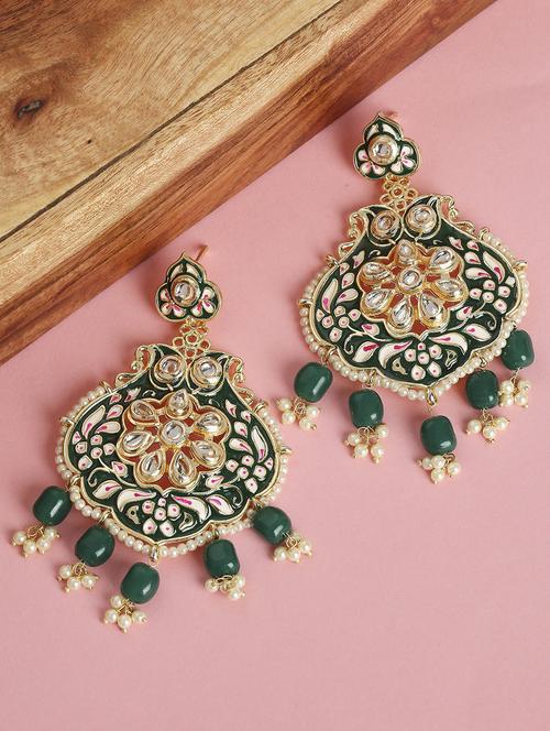 green metal drop earring - 19299552 - Very Small Image - 1