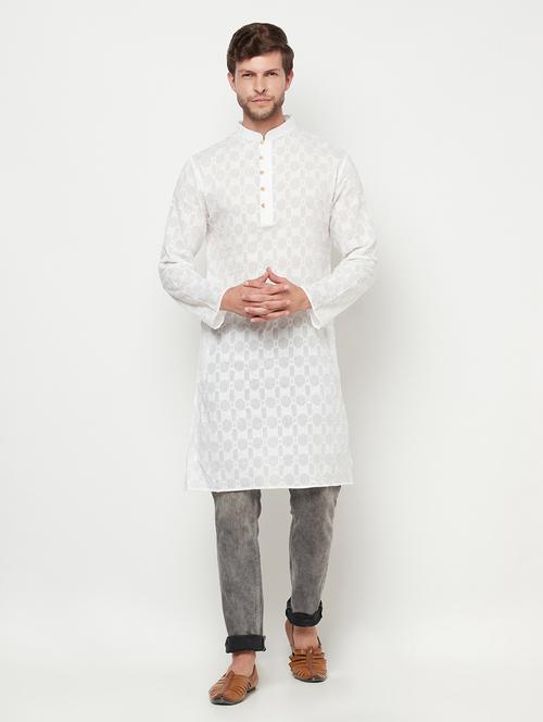 men self design mandarin neck long kurta - 19300378 - Very Small Image - 1