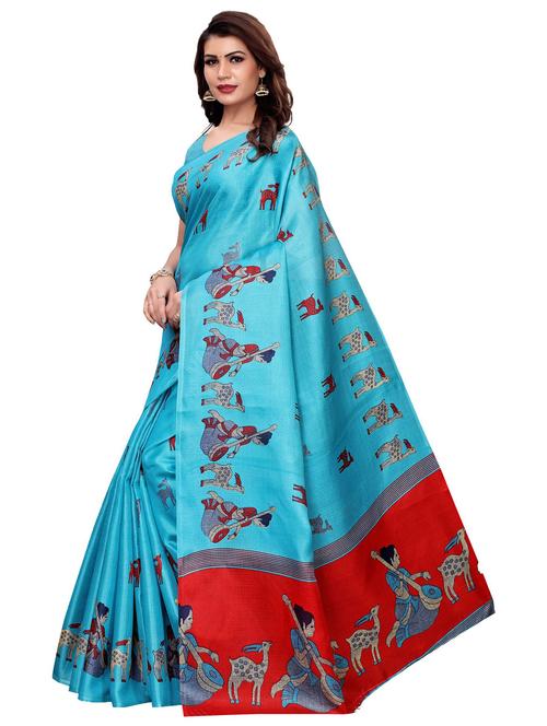 contrast border printed saree - 19300575 - Very Small Image - 1