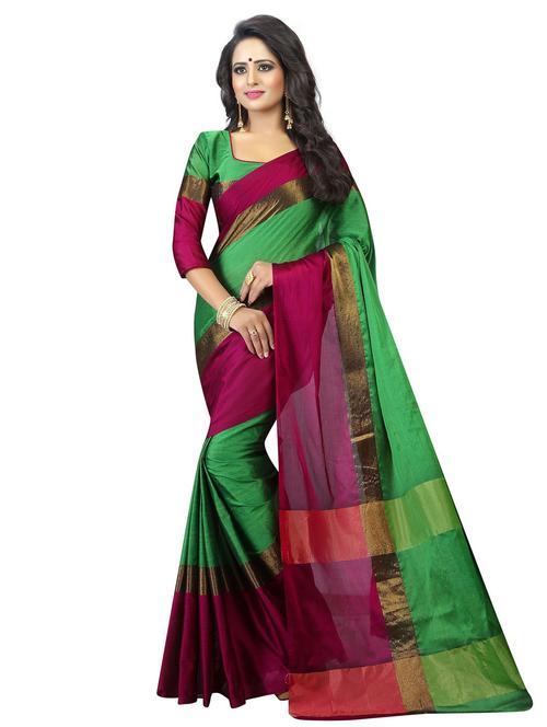 contrast bordered woven saree - 19301216 - Very Small Image - 1