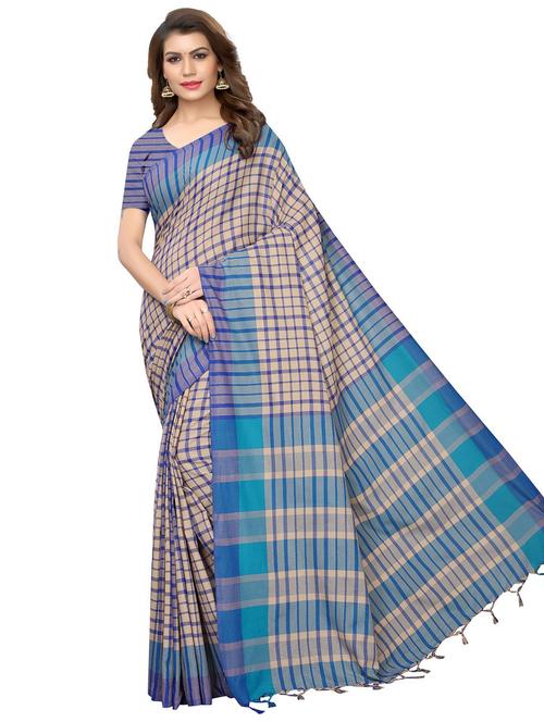contrast bordered woven saree with blouse - 19301221 - Very Small Image - 1