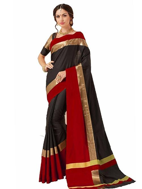 contrast bordered woven saree - 19301240 - Very Small Image - 1