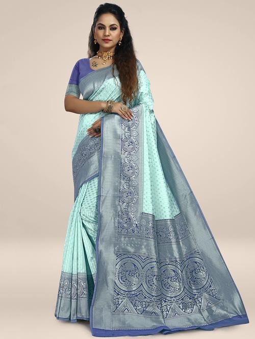 self design kanjivaram saree with blouse - 19302274 - Very Small Image - 1