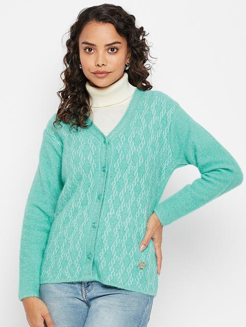 v-neck self design cardigan - 19303847 - Very Small Image - 1