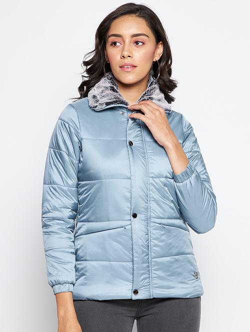 spread collar solid padded jacket - 19304388 - Very Small Image - 1