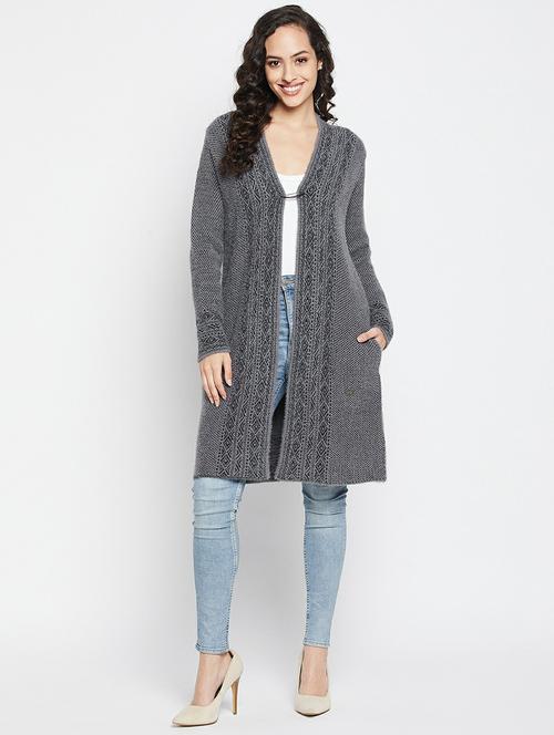 self design wool blend cardigan - 19304787 - Very Small Image - 1