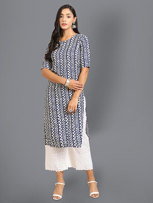 printed straight kurta  - 19305140 - Very Small Image - 1