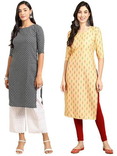 pack of 2 printed straight kurta - 19305285 - Very Small Image - 1