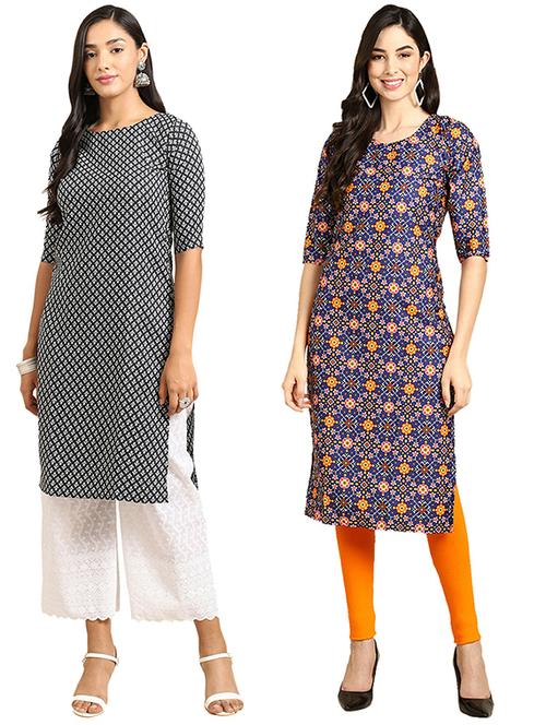 pack of 2 printed straight kurta - 19305288 - Very Small Image - 1