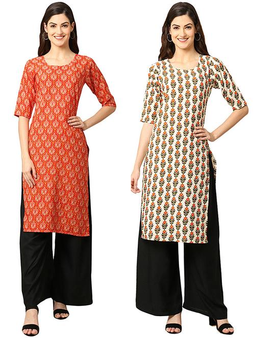 pack of 2 printed straight kurta - 19305385 - Very Small Image - 1
