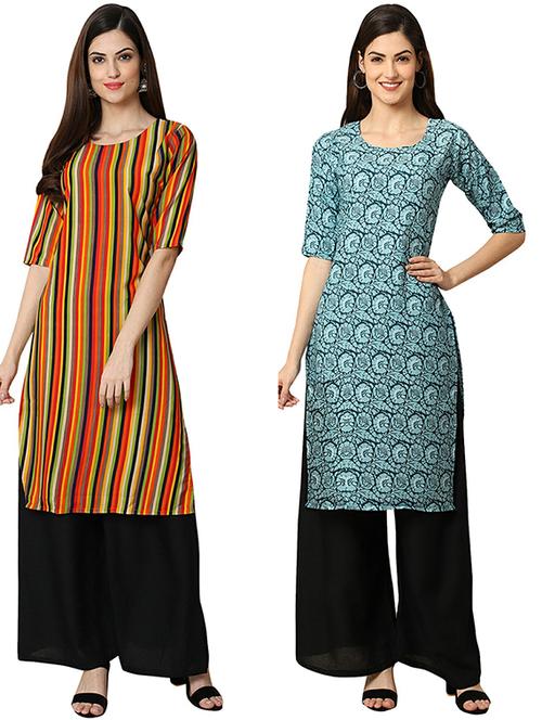 pack of 2 printed straight kurta - 19305400 - Very Small Image - 1