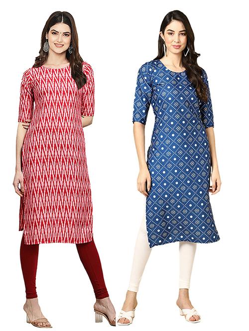 pack off 2 printed straight kurta - 19305637 - Very Small Image - 1