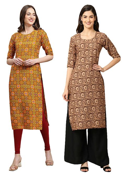 pack off 2 printed straight kurta - 19305925 - Very Small Image - 1