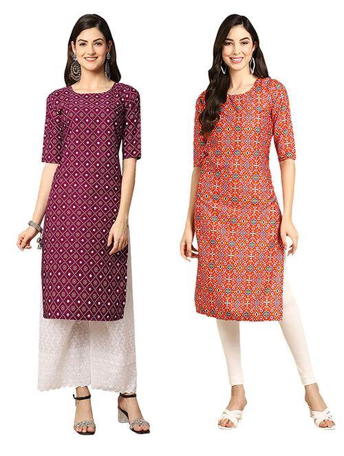pack of 2 printed straight kurta - 19306256 - Very Small Image - 1