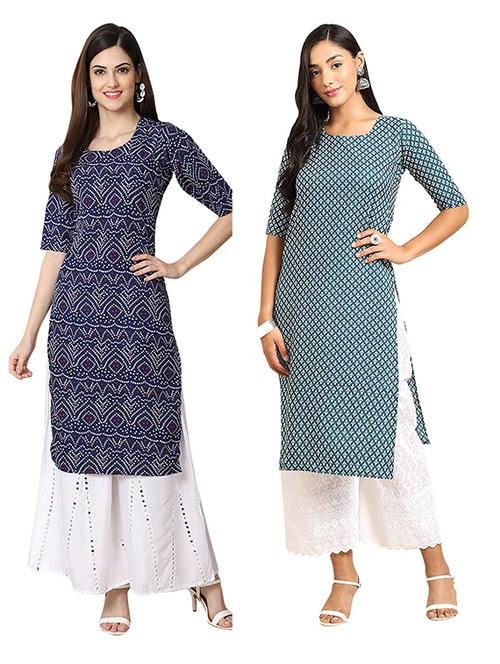 pack of 2 printed straight kurta - 19306441 - Very Small Image - 1