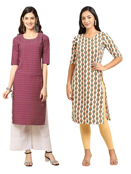 pack of 2 printed straight kurta - 19306446 - Very Small Image - 1
