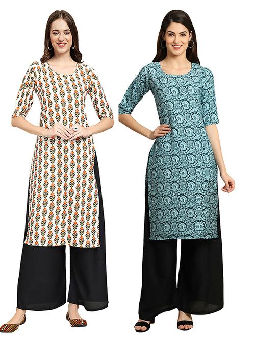 pack of 2 multi colored printed straight kurta - 19306558 - Very Small Image - 1