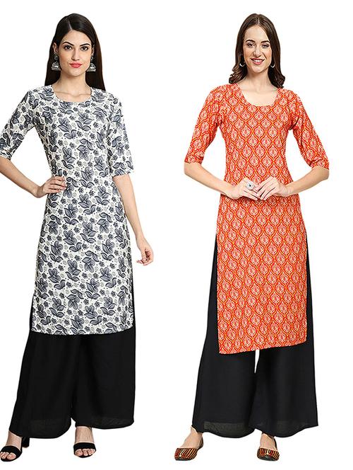 pack of 2 multi colored printed straight kurta - 19306581 - Very Small Image - 1