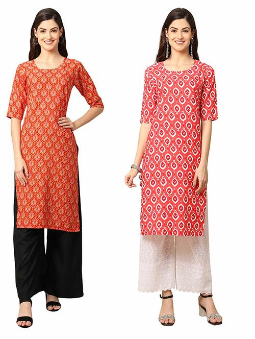 pack of 2 multi colored printed straight kurta - 19306870 - Very Small Image - 1