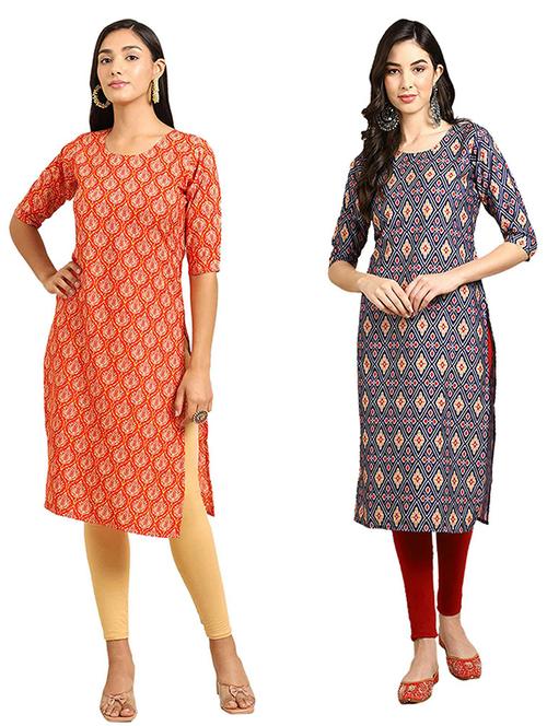 pack of 2 printed straight kurta - 19307210 - Very Small Image - 1