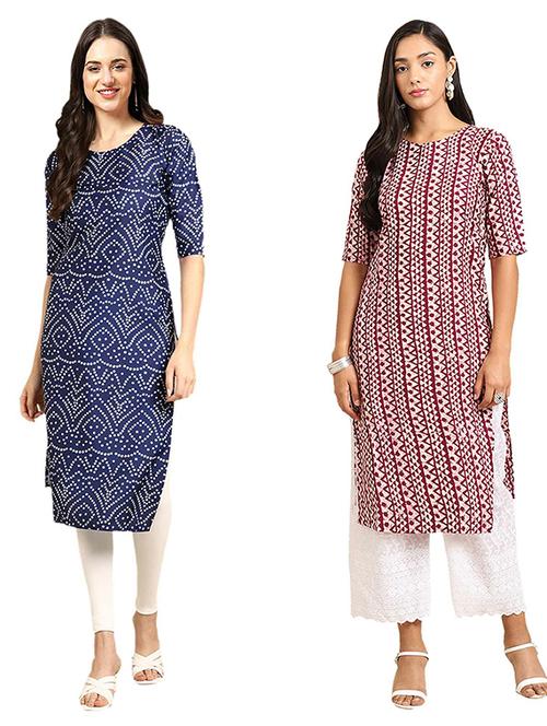 pack off 2 printed straight kurta - 19307478 - Very Small Image - 1