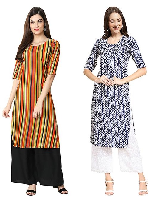 pack of 2 printed straight kurta - 19307693 - Very Small Image - 1