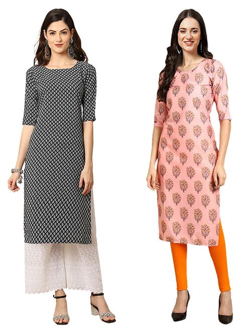 pack of 2 printed straight kurta - 19307757 - Very Small Image - 1