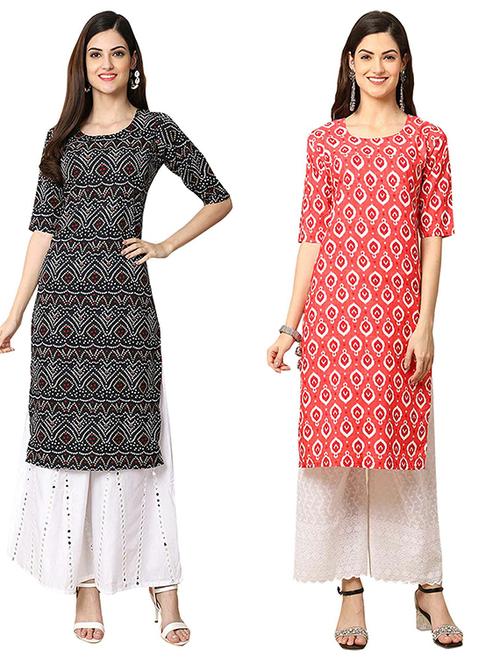 pack of 2 printed straight kurta - 19308187 - Very Small Image - 1