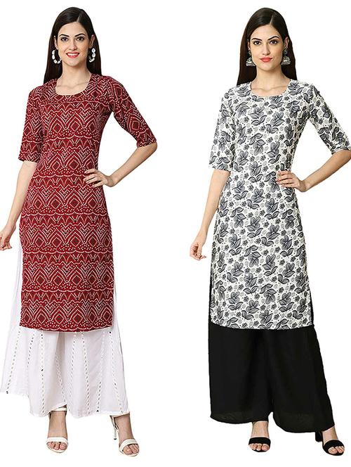 pack of 2 printed straight kurta - 19308200 - Very Small Image - 1