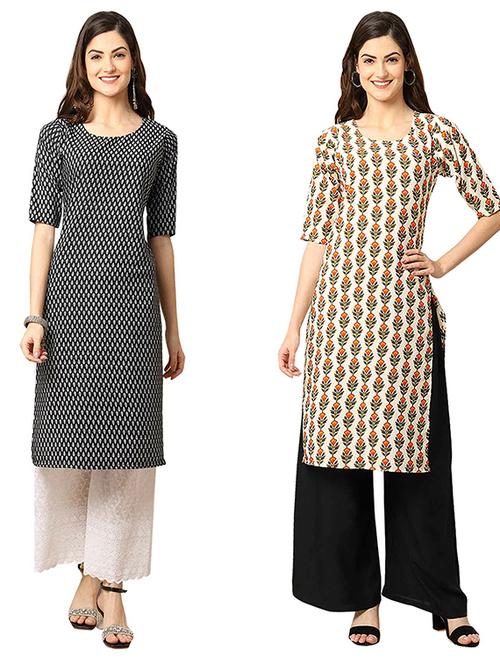 pack of 2 printed straight kurta - 19308219 - Very Small Image - 1