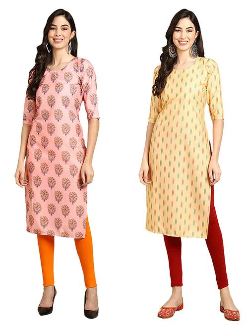 pack of 2 printed straight kurta - 19308559 - Very Small Image - 1