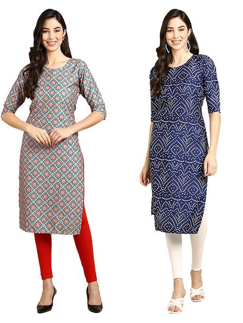 pack of 2 printed straight kurta - 19308575 - Very Small Image - 1