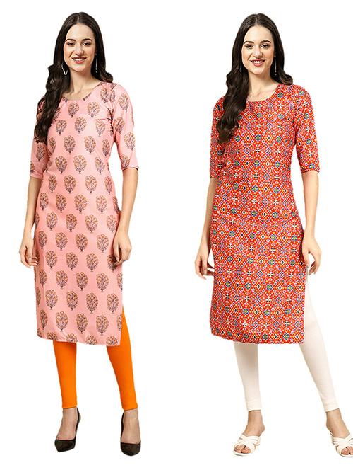 pack of 2 printed straight kurta - 19308665 - Very Small Image - 1