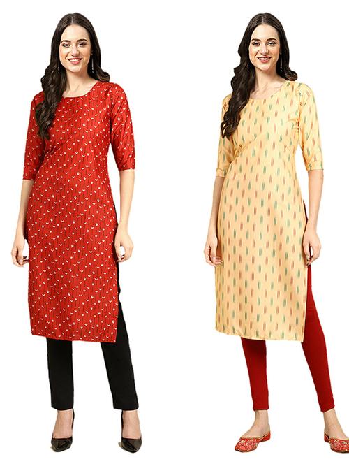 pack of 2 printed straight kurta - 19308674 - Very Small Image - 1