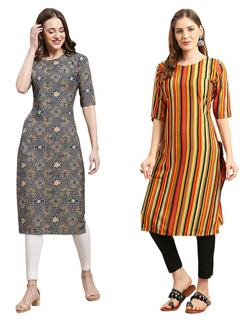 pack of 2 printed straight kurta - 19308840 - Very Small Image - 1