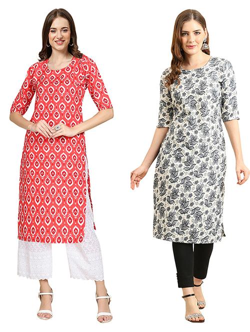 pack of 2 printed straight kurta - 19308861 - Very Small Image - 1
