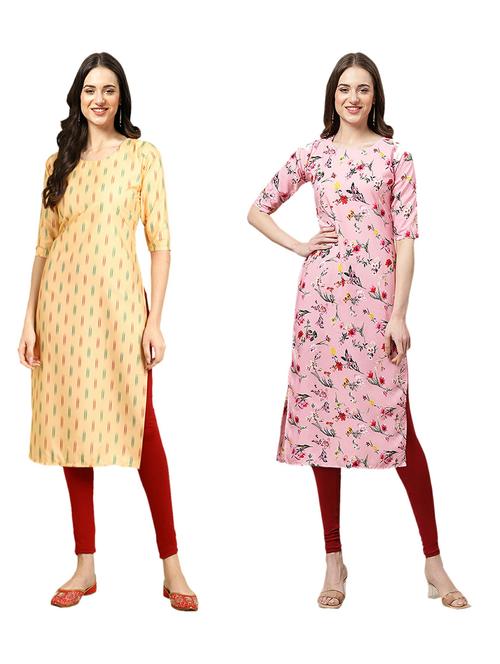 pack of 2 printed straight kurta - 19308999 - Very Small Image - 1