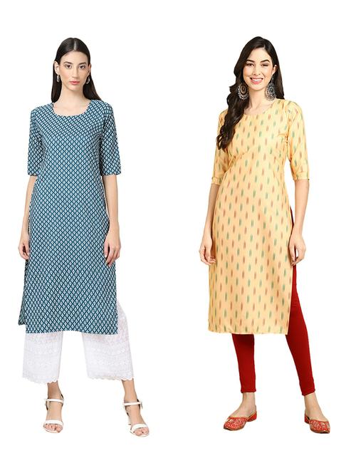 pack of 2 printed straight kurta - 19309256 - Very Small Image - 1