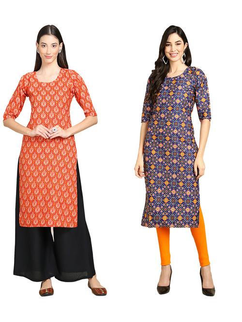 pack of 2 printed straight kurta - 19309272 - Very Small Image - 1