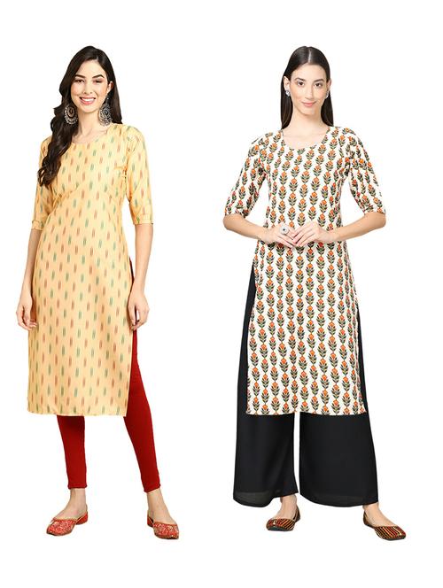 pack of 2 printed straight kurta - 19309285 - Very Small Image - 1