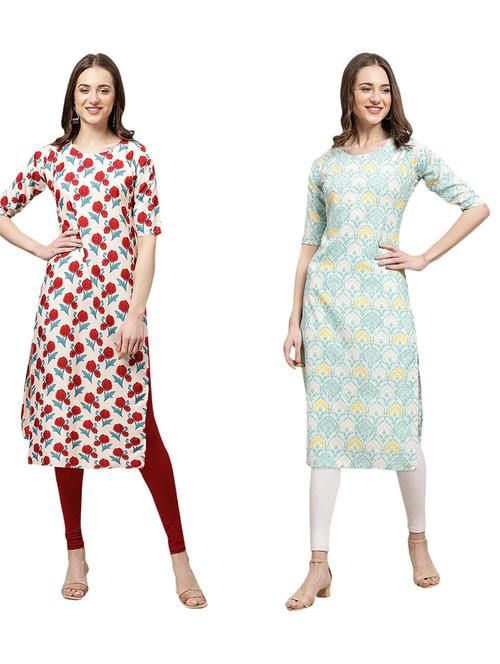 pack of 2 printed straight kurta - 19309467 - Very Small Image - 1