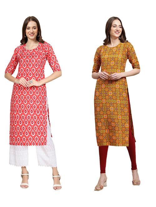 pack of 2 printed straight kurta - 19309583 - Very Small Image - 1
