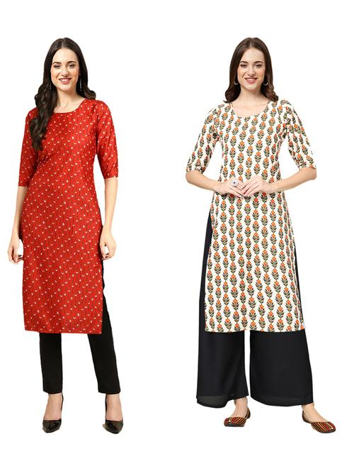 pack of 2 printed straight kurta - 19309644 - Very Small Image - 1