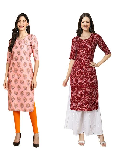 pack of 2 printed straight kurta - 19309849 - Very Small Image - 1